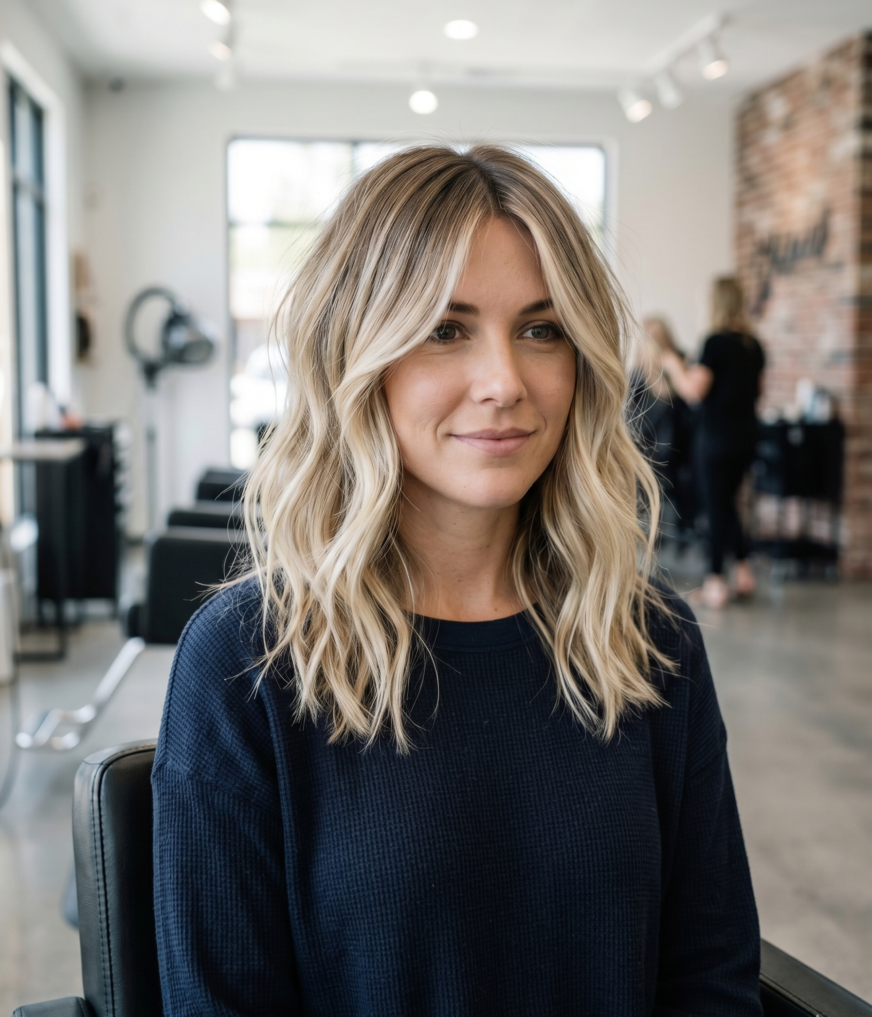 Client with bright blended blonde hair